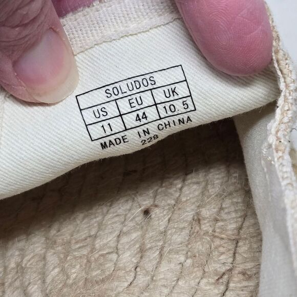 SOLUDOS Beer Shot Smoking Slippers Beige Espadrilles Drink Embroidery Sz 11 - Picture 6 of 7